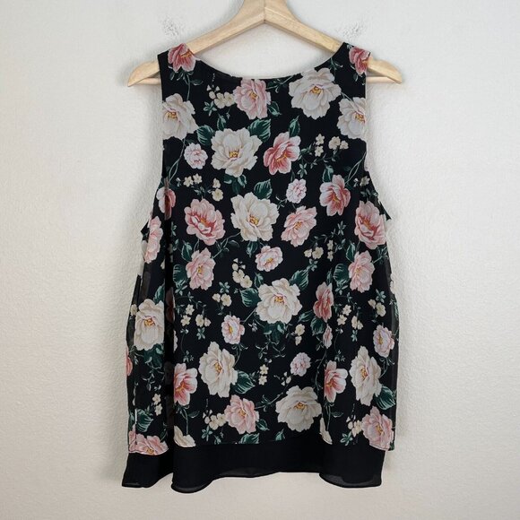 Torrid 0 Size 12 Floral Chiffon Layered Look Tank Top Sleeveless Shirt - Picture 6 of 7